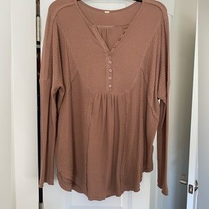 Free People Leo Henley in Chocolate Malt Size S
